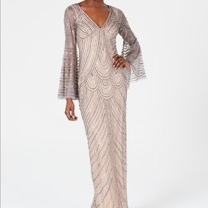 Adrianna Papell Embellished Bell-Sleeve Gown